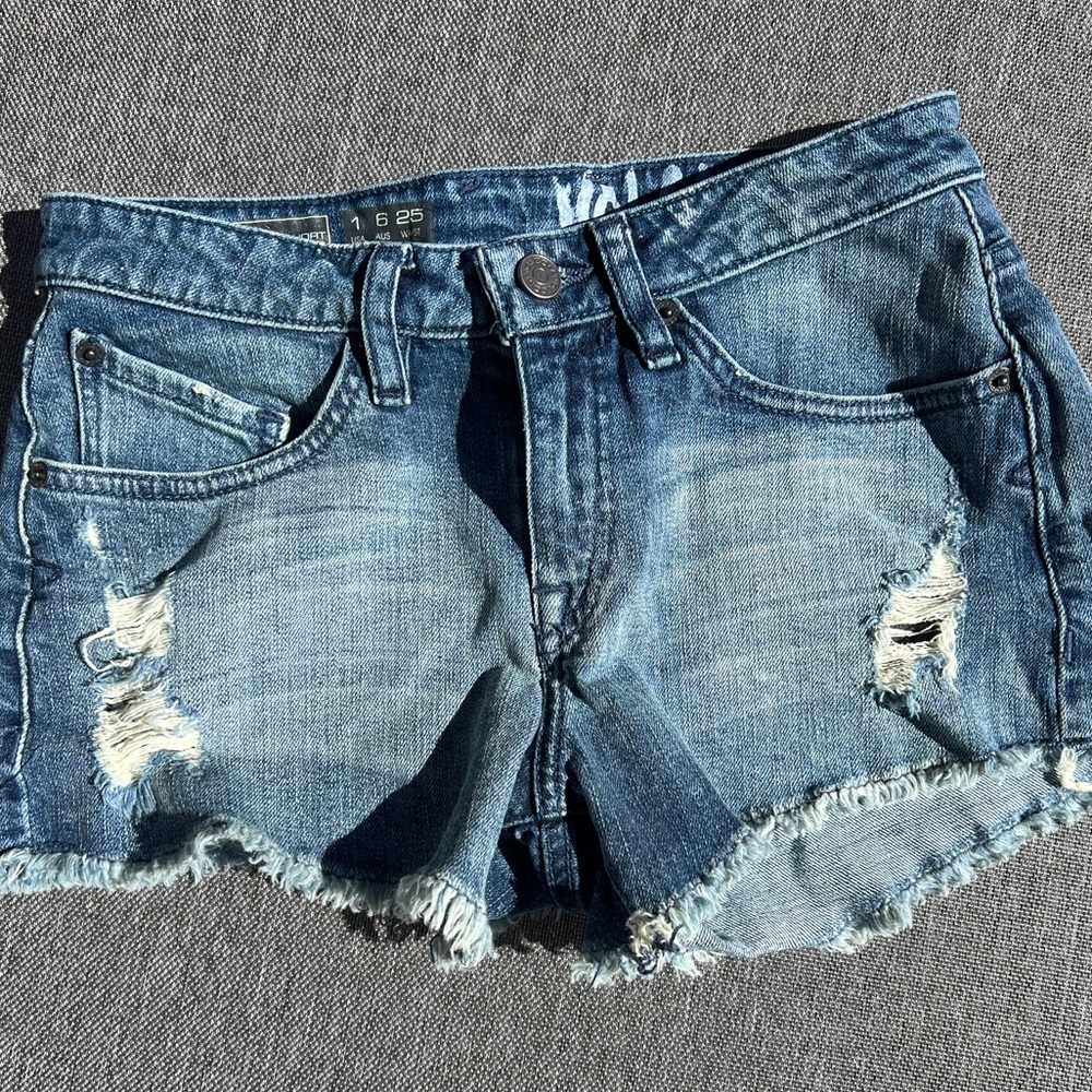 Distressed Volcom Jean shorts size 25 waist, us size 1